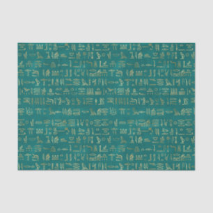 Green and Gold Egyptian Hieroglyphs Tissue Paper