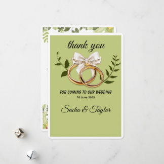Green and Gold Elegant Wedding Thank You card