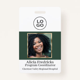 Green and Gold Employee Photo ID with Logo ID Badge