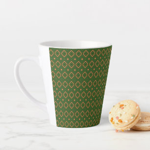 Green and Gold Ethnic Latte Mugs