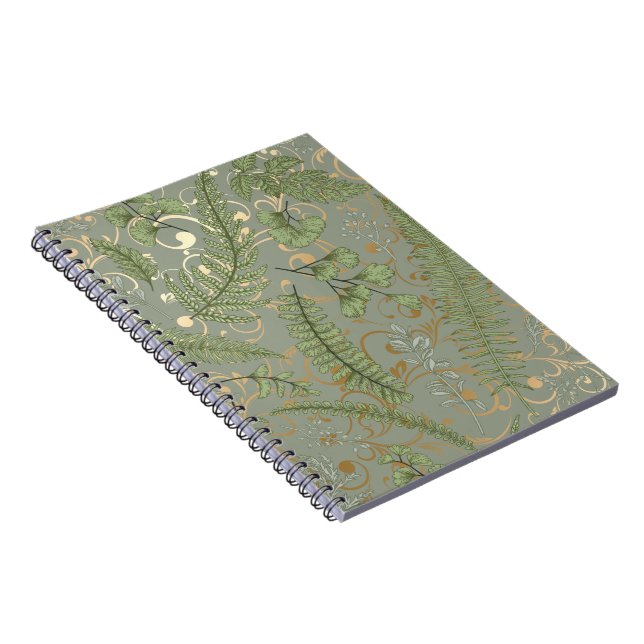 Green and Gold Fern Pattern Notebook (Right Side)