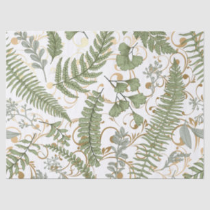Green and Gold Fern Pattern Tissue Paper