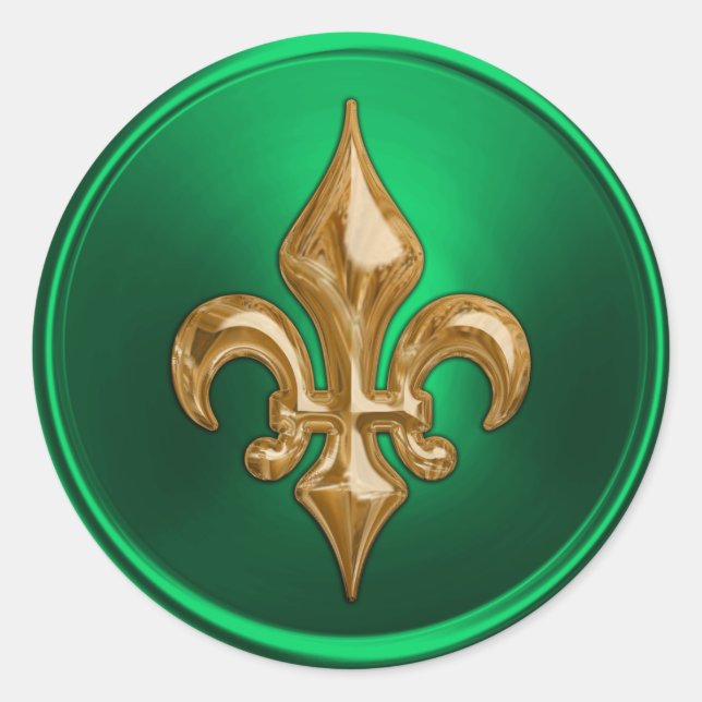 Green and Gold Fleur de Lis Envelope Seal (Front)