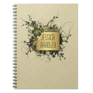 Green and Gold Floral Spray Notebook