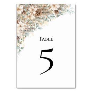 Green and gold floral Table Number Card