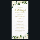 green and gold floral wedding program<br><div class="desc">watercolor white gold flower and greenery with elegant text. You can personalise the text and colours on this wedding program template.</div>