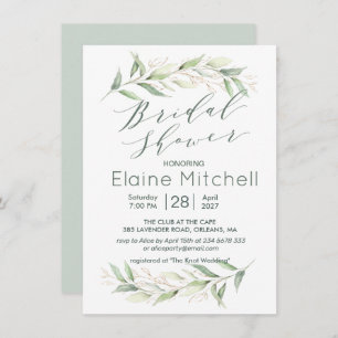 Green and gold foliage Bridal Shower Invitation