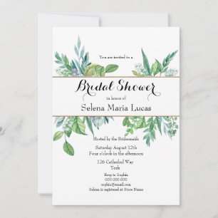 Green and Gold Foliage Bridal Shower Invitation