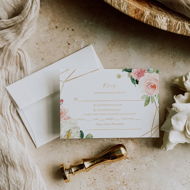 Green and Gold Geometric Elegant Rsvp Menu Choice (Creator Uploaded)