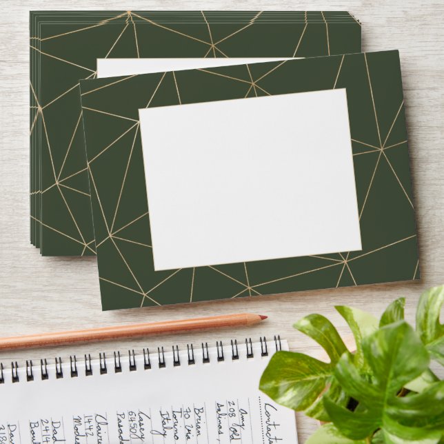 Green and Gold geometric wedding envelope (Stacked)
