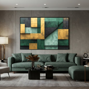 Green and Gold Geometry Poster