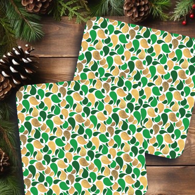 Green and Gold Glitter Festive Pattern Fusion Coaster (Creator Uploaded)
