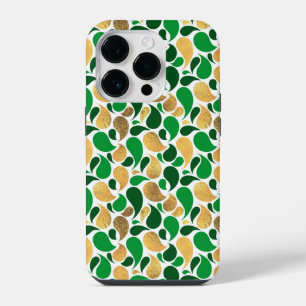 Green and Gold Glitter Festive Pattern Fusion iPhone 14 Pro Case