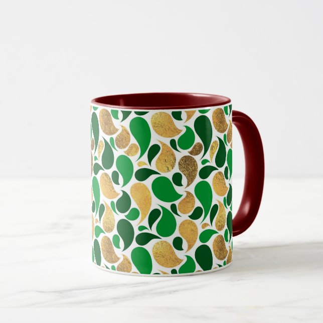 Green and Gold Glitter Festive Pattern Fusion Mug (Front Right)