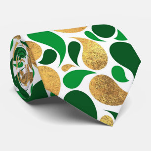 Green and Gold Glitter Festive Pattern Fusion Tie