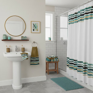 Green and gold glitter stripes  bath towel set