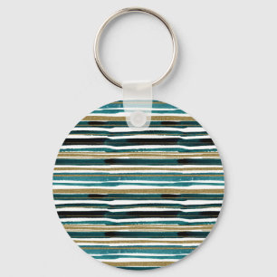 Green and gold glitter stripes key ring