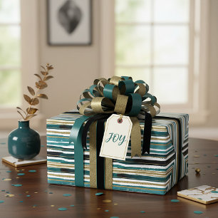 Green and gold glitter stripes  wrapping paper