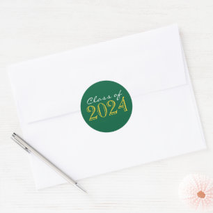 Green and Gold Graduation Envelope Seal Stickers