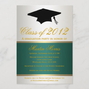Green and Gold Graduation Invitation