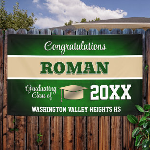 Green and Gold Graduation Party Banner