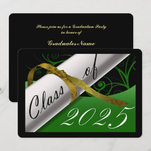 Green and Gold Graduation Party Invitation