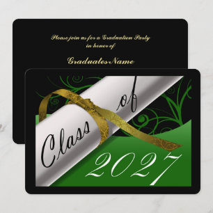 Green and Gold Graduation Party Invitation