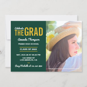 Green and Gold Graduation Party Invitation
