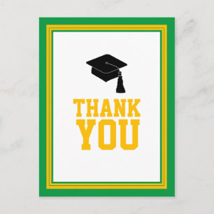 Green and Gold Graduation Party Thank You Postcard