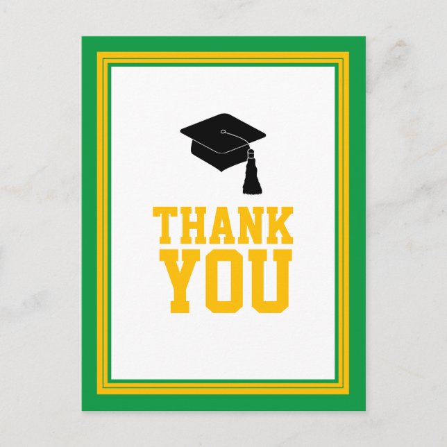 Green and Gold Graduation Party Thank You Postcard (Front)