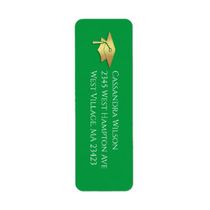 Green and Gold Graduation Return Address Label