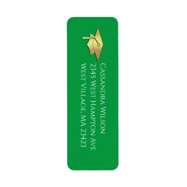 Green and Gold Graduation Return Address Label (Front)