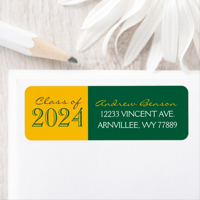 Green and Gold Graduation Return Address Labels (Insitu)
