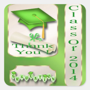Green and Gold Graduation Thank You envelope seal
