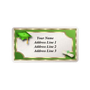 Green and Gold Grauation Address Labels