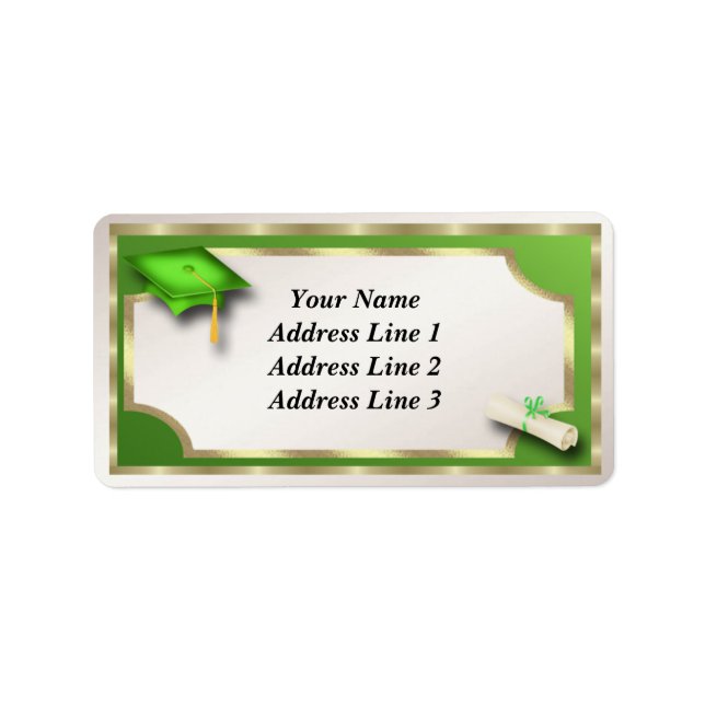 Green and Gold Grauation Address Labels (Front)
