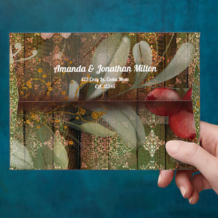 Green and Gold Greenery Christmas Pre-addressed  Envelope