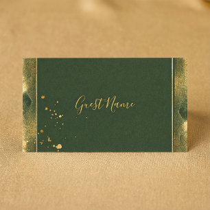 Green and gold guest name place card
