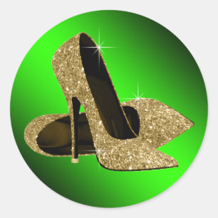 Green and Gold High Heel Shoe Stickers