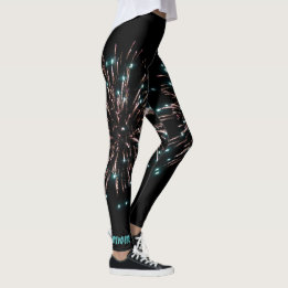Green and Gold Independence Day Fireworks Leggings