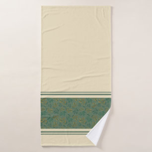Green and Gold Leaves Botanical Pattern Towel
