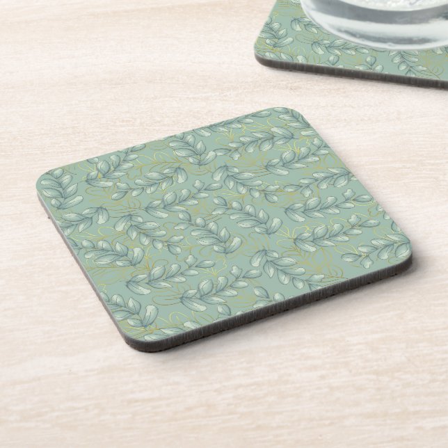Green and gold leaves coaster (Left Side)
