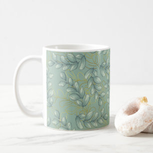 Green and gold leaves coffee mug
