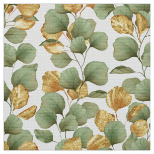 Green and gold leaves.  Pattern Fabric