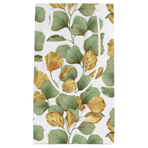 Green and gold leaves. Pattern Small Gift Bag