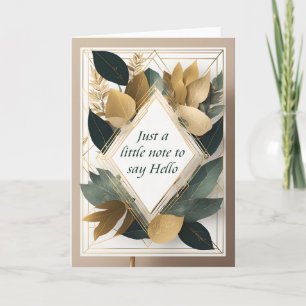 Green and Gold Leaves to Say Hello Card