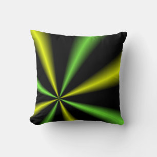 Green and Gold Lightbeams Cushion