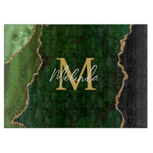 Green and Gold Marble Agate Cutting Board