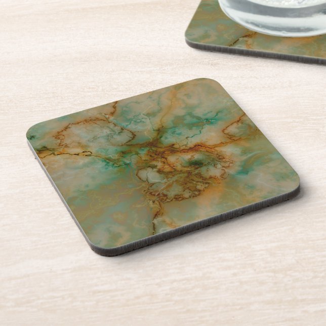 Green and Gold Marble Coaster (Left Side)