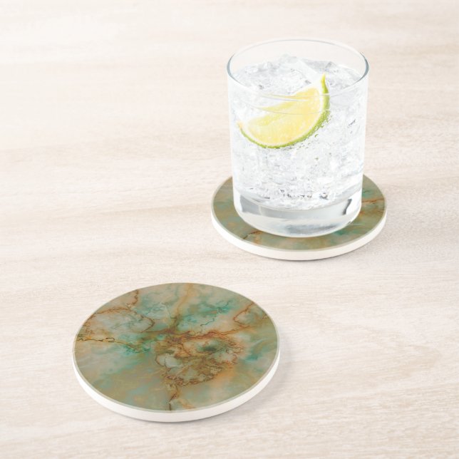 Green and Gold Marble Coaster (Side)